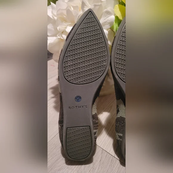 Rothy's The Point Olive Camo Flats, Purple & Pink Insoles, Women's US 6 EU 36 - Picture 14 of 16